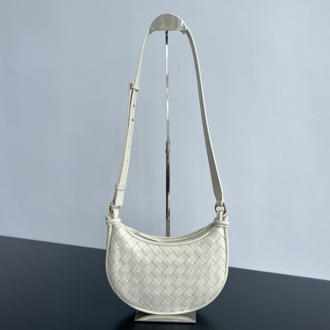 Small Gemelli Messenger Intrecciato Leather Shoulder Bag White